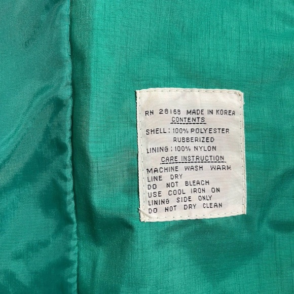 Vintage 80s Micki Green Long Raincoat Belt Lined Quilted Korea 9 10 Medium - Picture 10 of 11